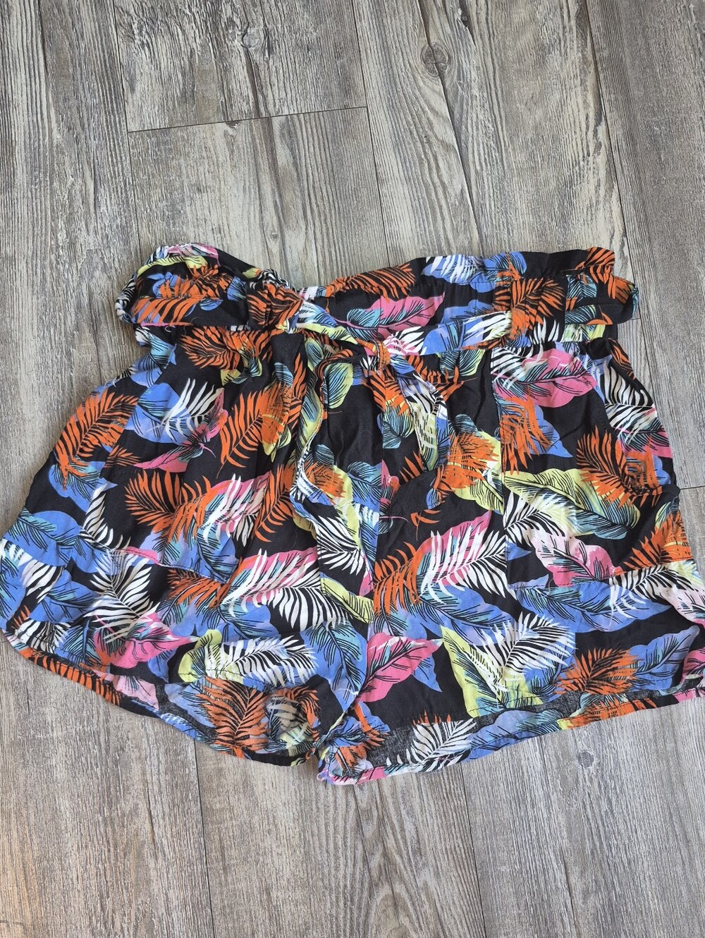 Fashion Nova Tropical Multicolor Paperbag Waist Shorts